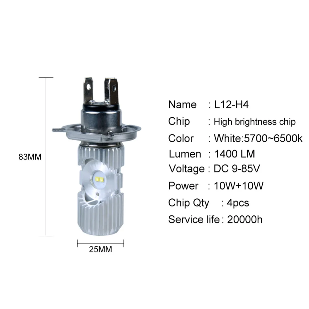VooVoo H4 светодиодная фара мотоцикла лампы 1400LM 6000K 20W HS1 LED мото фар Lighting Electric