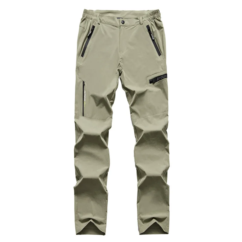 Men Khaki NUONEKO мужские летние быстросохнущие штаны уличные эластичные походные треккинговые рыболовные альпинистские спортивные брюки карманы на молнии PN20 - Цвет: Men Khaki