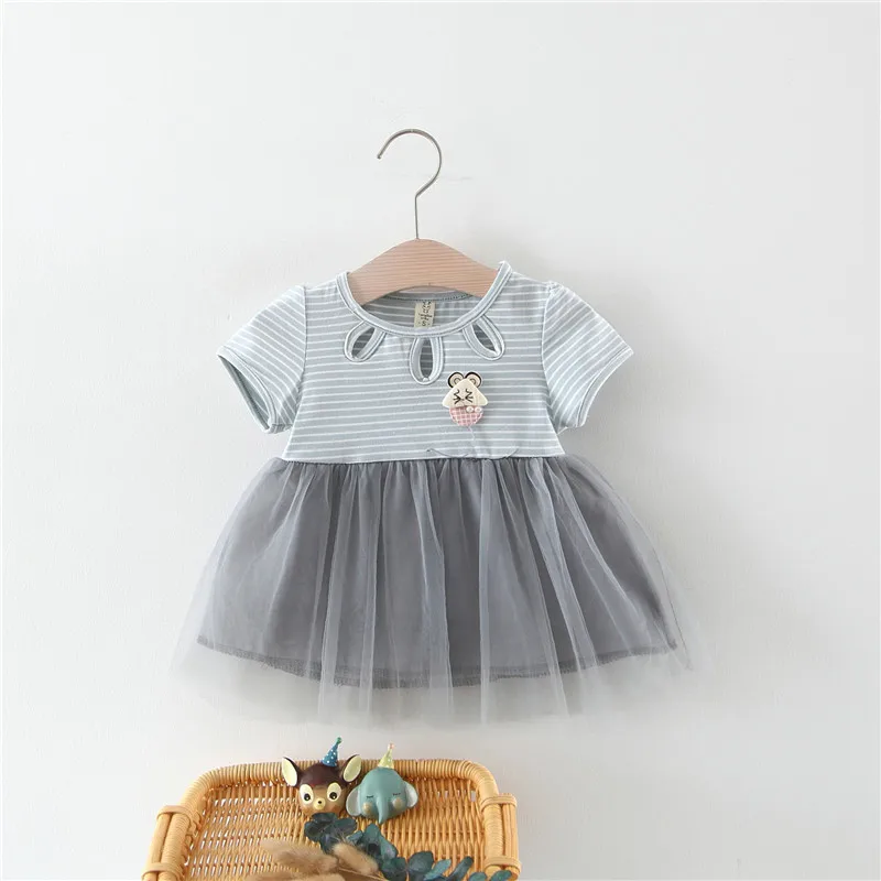 Платье-пачка принцессы в полоску с фатиновой юбкой стиле пэчворк для маленьких