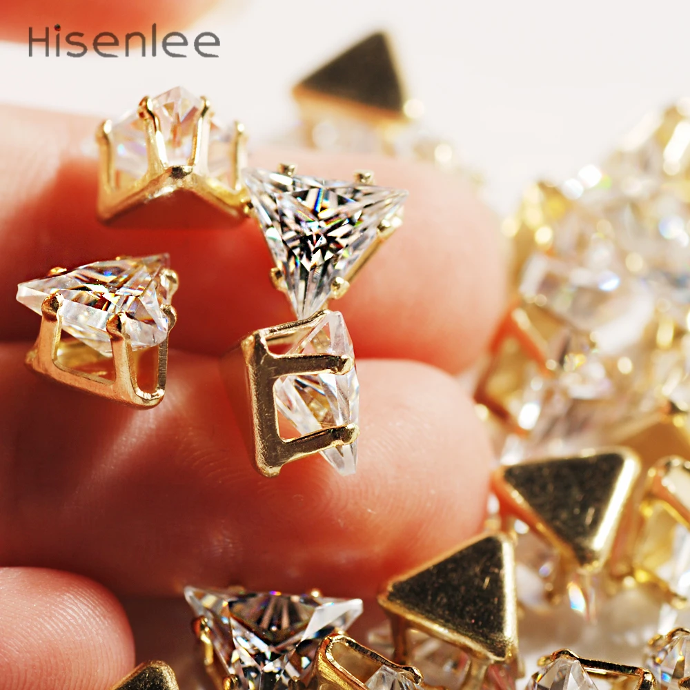 Женский треугольный камень блестящий роскошный прозрачный из циркония 6-8 мм