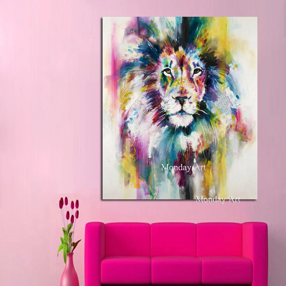 

Top selling canvas Oil painting Wall art Lion King Water color Animal Art poster Decoration Home Picture for Living Room Wall