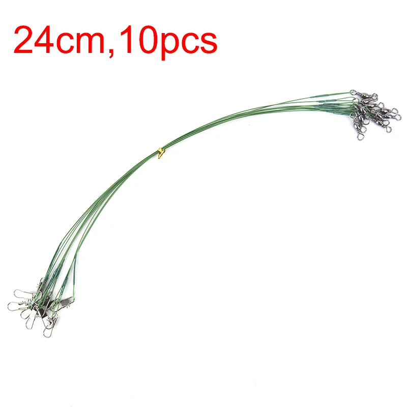 10 шт./лот стальная леска 24 см с защитой от укуса поводок вертлюжным рыболовным