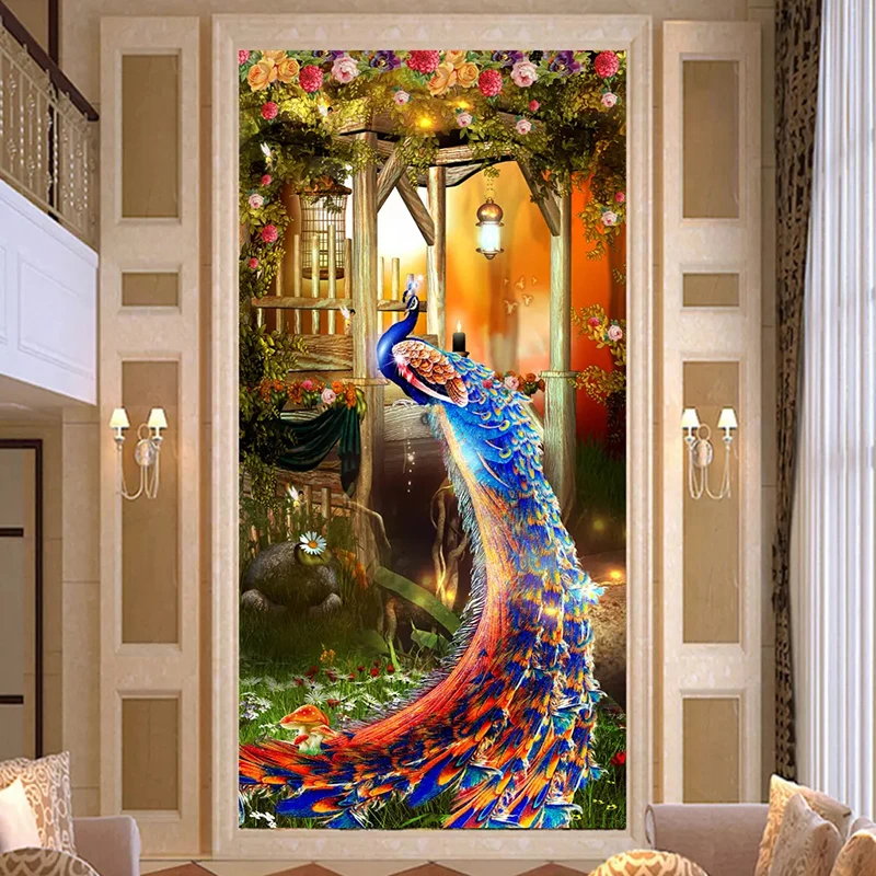 

Custom Photo Mural Wallpaper 3D Peacock Living Room Entrance Hall Corridor Backdrop Decoration Painting Wall Art Papel De Parede