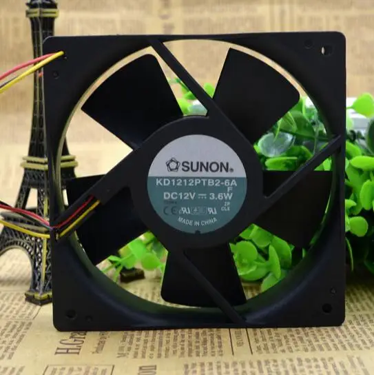 Подержанный трехпроводной инверторный вентилятор SUNON 12 см, 12 В, 55 в, 3,6 Вт, 120*120*25 мм