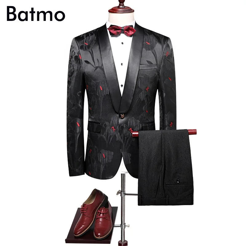 

Batmo 2018 Новое поступление высококачественные жаккардовые костюмы для мужчин, мужские повседневные Костюмы с принтом для ночного клуба (пидж...
