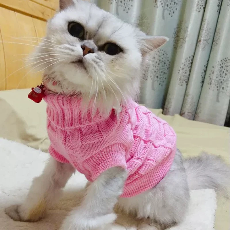 Свитер для кошек зимняя теплая одежда маленьких костюм котенка пальто вязаные