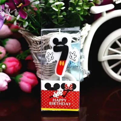 Mickey 7 День рождения номер 0-9 свечи мультфильм Микки Минни Маус с днем рождения свечи торт Кекс Топпер вечерние украшения - Цвет: Mickey 7