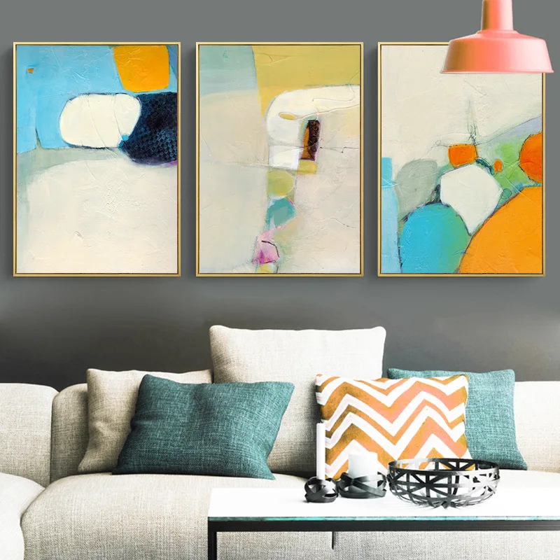 3 шт./компл. Скандинавская абстрактная картина маслом на холсте настенное