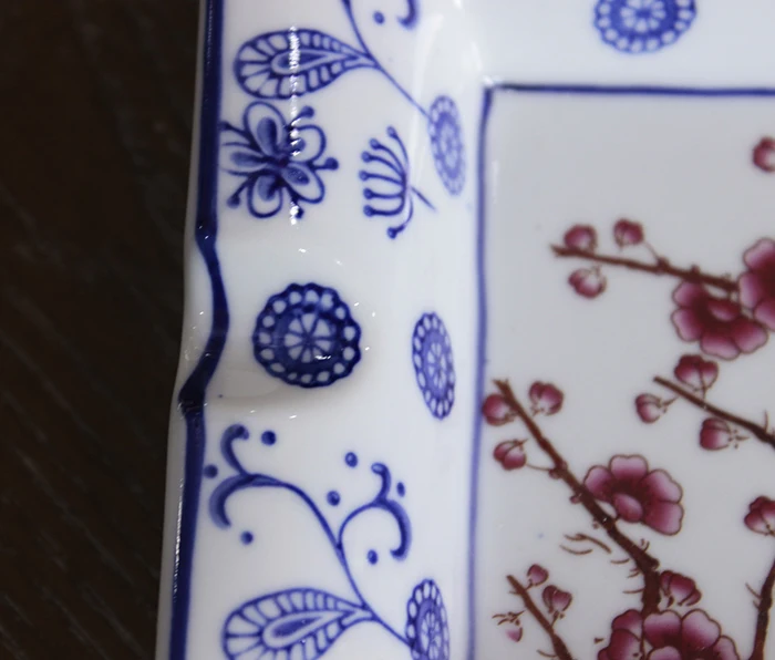 Цзиндэчжэнь синий и белый фарфор квадратная большая пепельница китайское