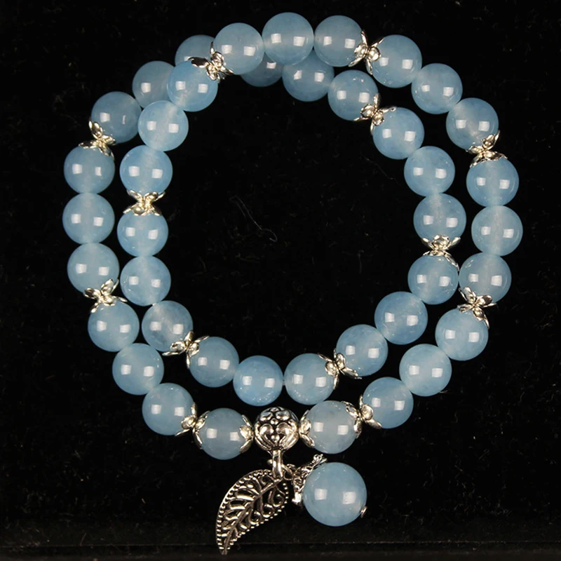 Женский браслет с кристаллами голубой розовый Круглый 8 мм|crystal bracelet|pink crystal