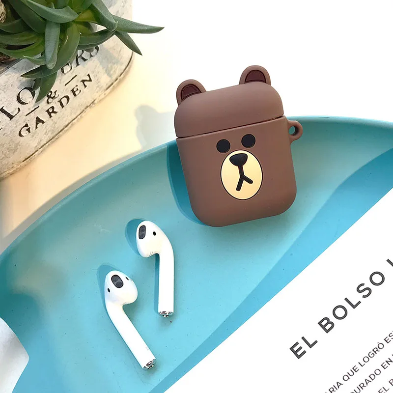 3D мультяшный силиконовый чехол для AirPods, чехол, беспроводной Bluetooth наушник, защитный чехол для Apple Airpods, чехол, милый мягкий - Цвет: 2