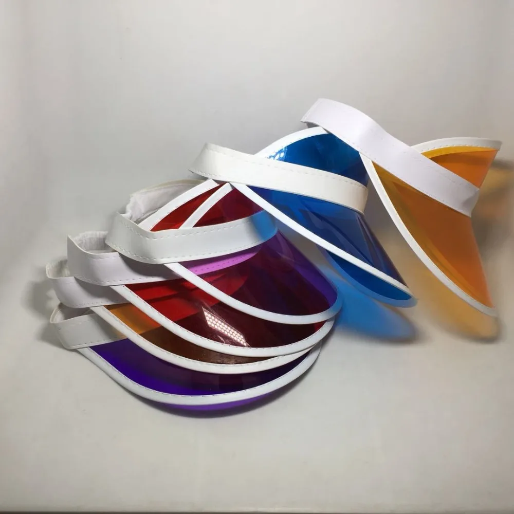 Женские регулируемые 8 шт./лот прозрачные пластиковые шляпы из ПВХ разноцветные