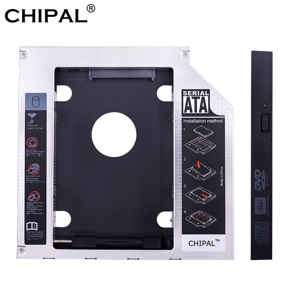 CHIPAL Алюминий сплав 2nd HDD Caddy 12 7 мм SATA 3 0 для 2 5 Inc SSD чехол HD Жесткий диск ноутбука CD ROM