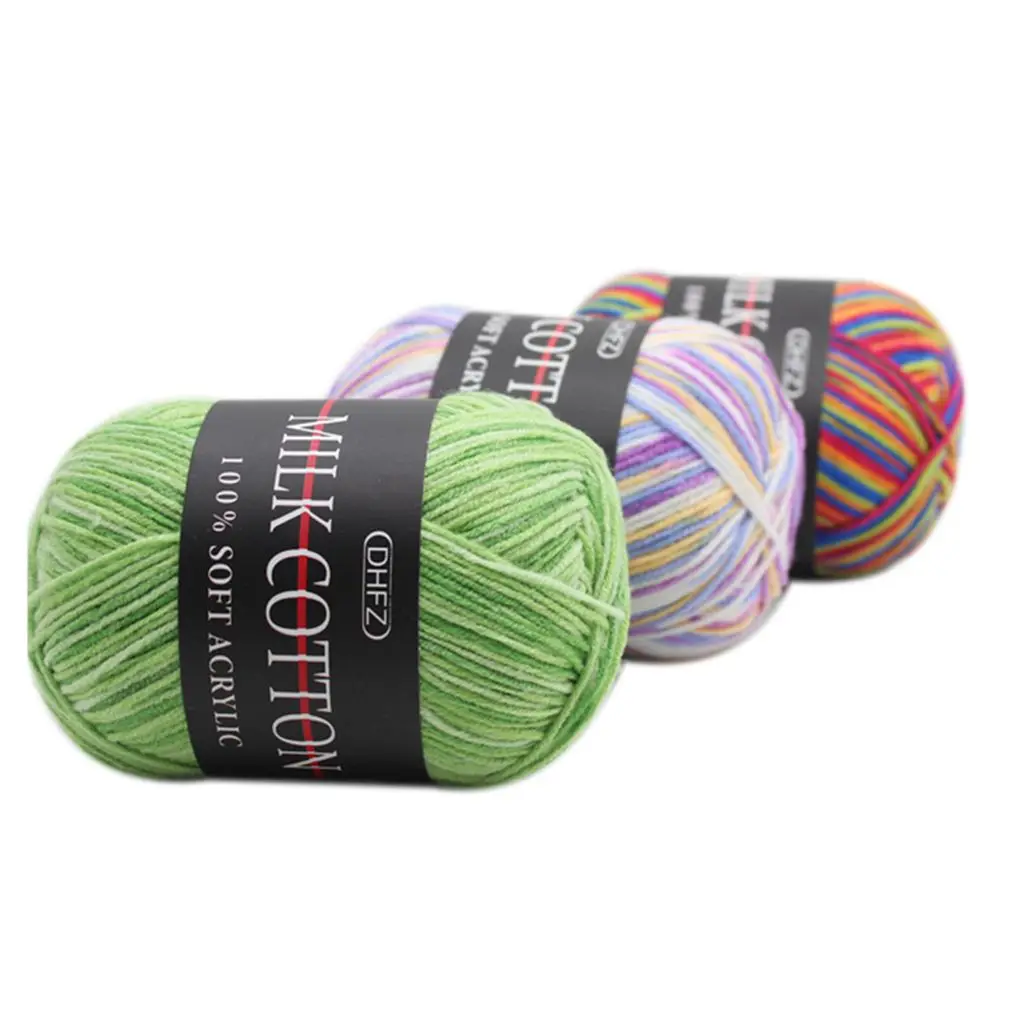 50g/Ball Colorful 3 ply Yarn Handmade DIY Scarf Pillow Blanket Knitting Crochet Soft Milk Cotton Yarn Hand Knitting Supplies