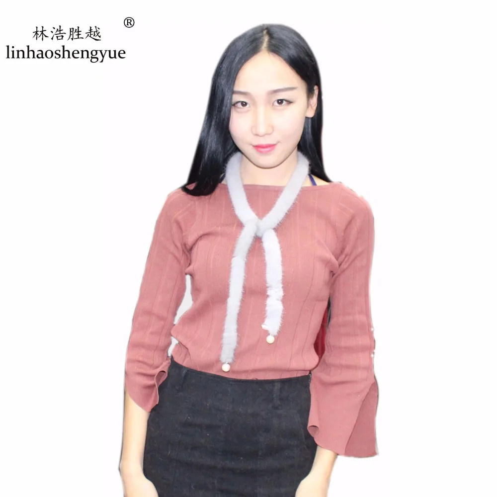 Linhaoshengyue Novel mink tie scarf