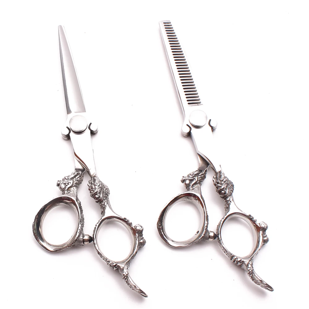 

5,5 дюймов 440C индивидуальные лого парикмахера & #39s ножницы для резки филировочные ножницы Дракон ручка профессиональные ножницы для волос