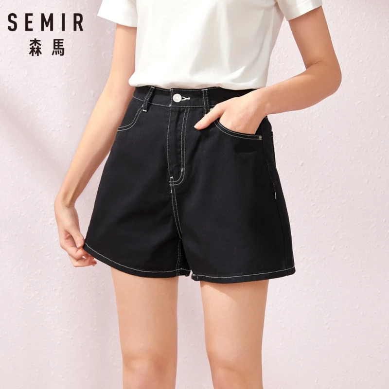 Женские джинсовые шорты SEMIR с высокой талией и надписью лето 2019|Женские шорты| |