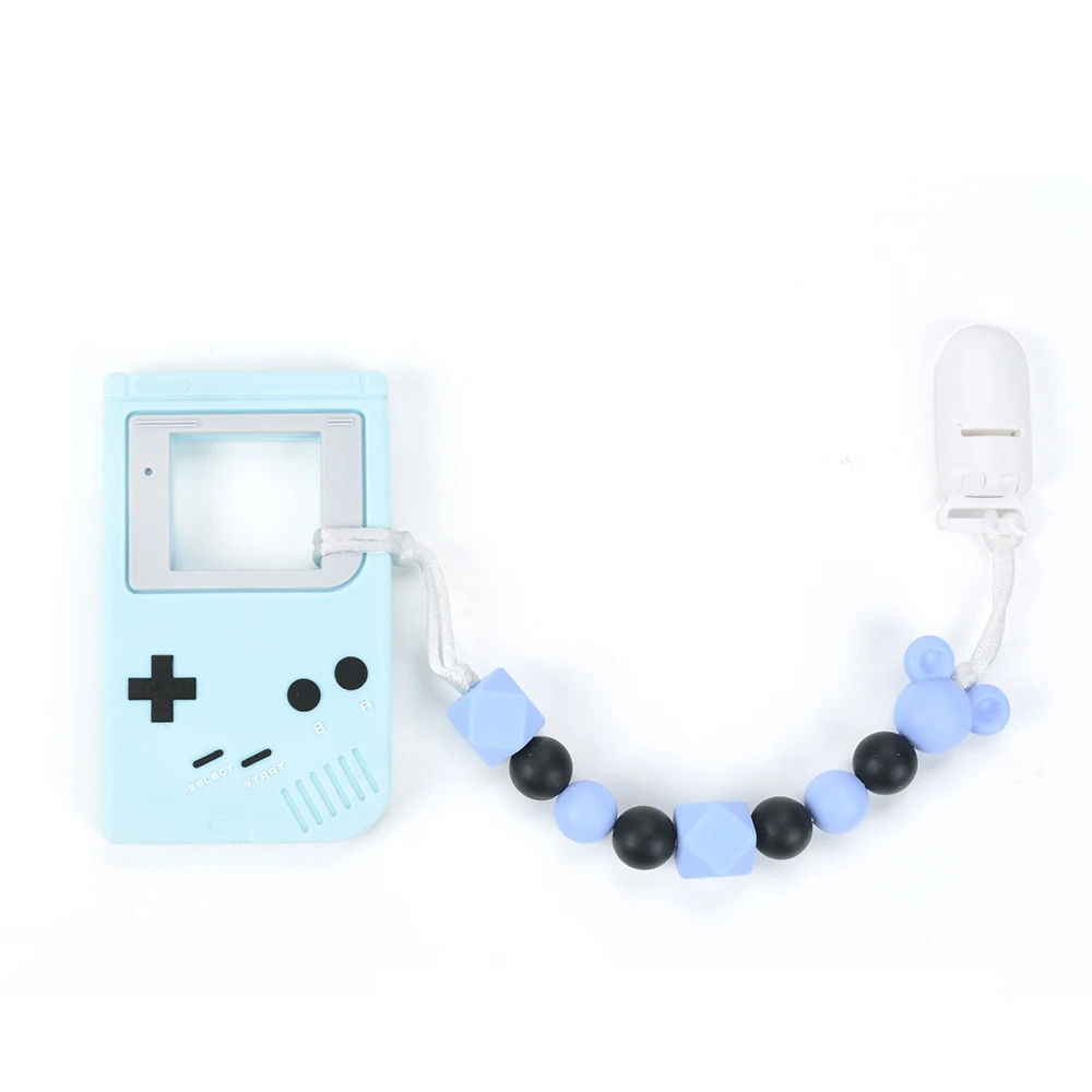 serenity Lofca соску клип Gameboy Прорезыватель Ребенка При Прорезывании Зубов Силиконовые бусины мультфильм соску держатель BPA бесплатно жевательная игрушка Цепочки и ожерелья аксессуар - Окраска металла: serenity