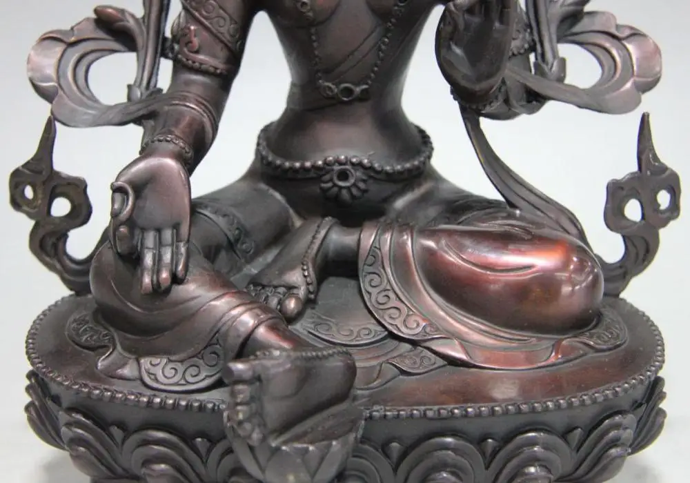 12 Tibet Buddhism Red Copper Bronze Green TaRa Guan Yin Kwan-yin Boddha Statue | Дом и сад