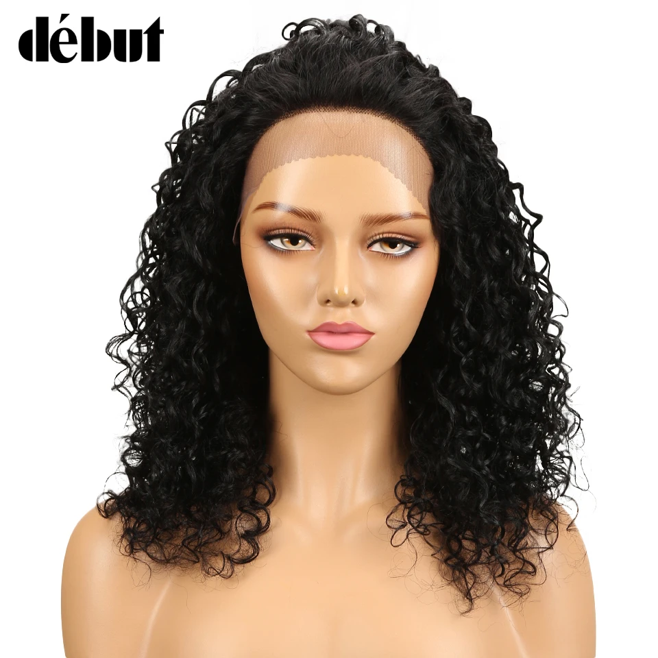 Дебютный u образный парик Remy человеческие волосы кудрявые кружевная часть черный