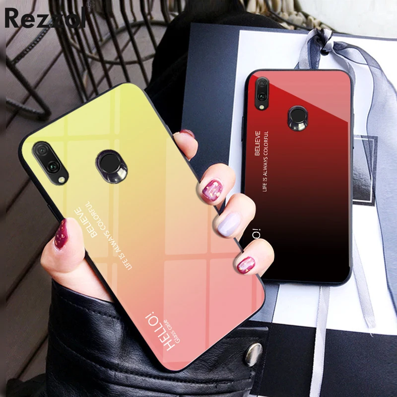 Чехол для OPPO Realme 3 Pro из закаленного стекла с градиентом мягкий силиконовый