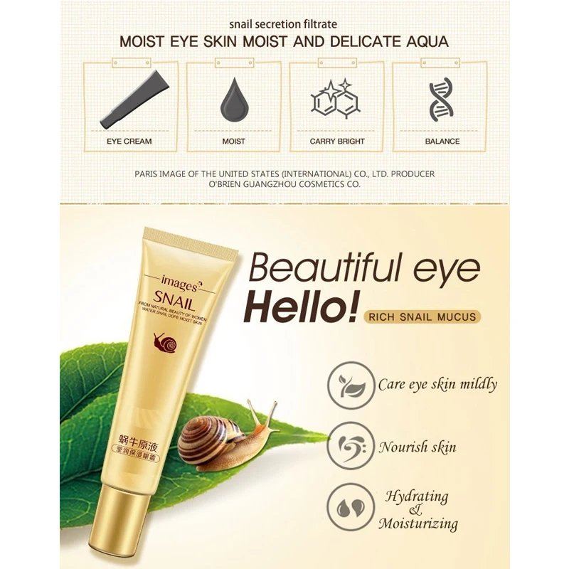 Изображения Snail Essence крем для глаз увлажняющий темные круги удаляет мешки капли