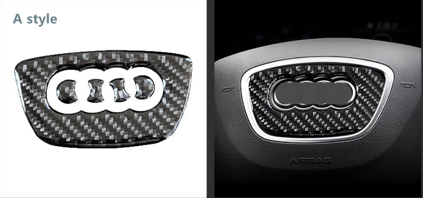 Карбон волокно руль логотип Стикеры рамка Обложка для Audi A1 A3 A4 A5 A6 A7 Q3 A6 C7 Q5 A8 Q7 B6 B7 авто аксессуары - Название цвета: A style