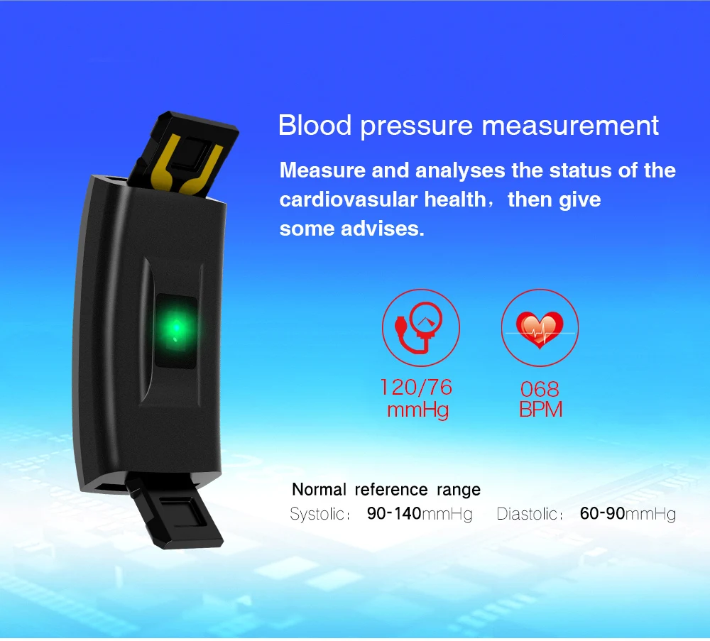 Браслет для смарт-часов крови Давление монитор сердечного ритма Smartwatch