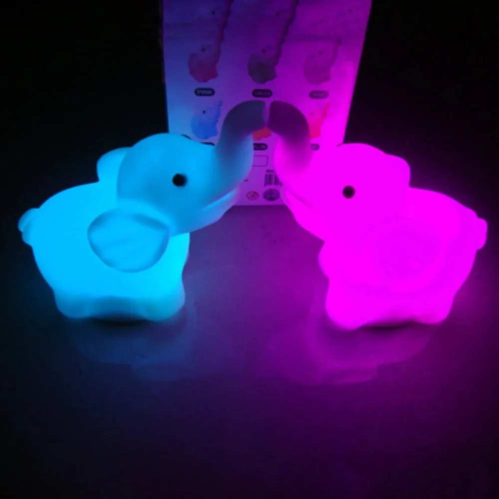 Lovely Cute Elephant Night Light Color Changing Animal LED Atmosphere Lamp Party Wedding Decoration for Kids Child Gift | Лампы и