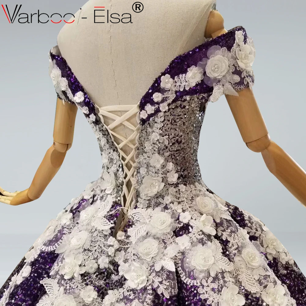 VARBOO_ELSA блестящее фиолетовое вечернее платье в форме изгиба специальное бальное с
