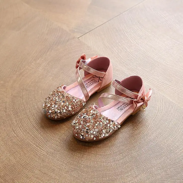 2021 New Fashion Children Sandals Shiny Sequins Glitter Shoes For Girls Spring Autumn Kids Princess Dance Party EU 21-36 | Детская