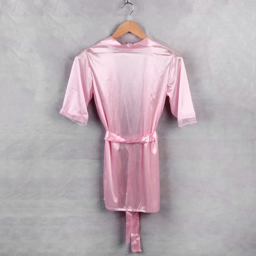 Комплект из 2 предметов, женское сексуальное белье Babydoll, Халат+ стринги, атласная кружевная Пижама, ночная рубашка, пижама, нижнее белье