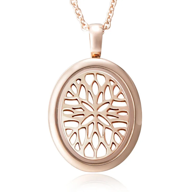 rose gold Ожерелье из нержавеющей стали, стеклянная плавающая коробка, Золотое модное персонализированное ожерелье на заказ, женская свадебная подвеска - Окраска металла: rose gold