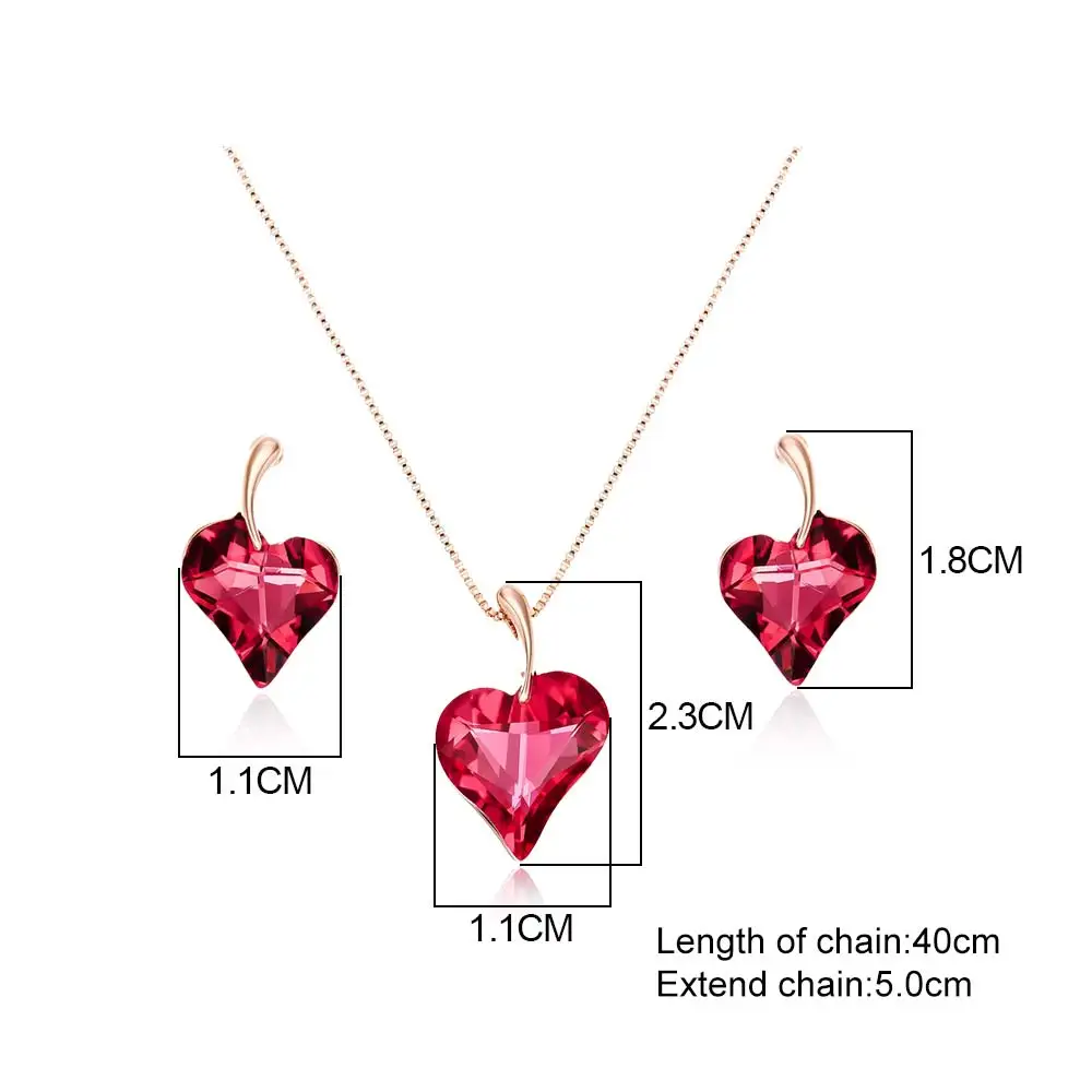 

Viennois Luxury Jewelry Set Blue Rhinestone Heart Necklace and Dangle Earrings Jewelry Set For Women Fashion Jewelry For Women