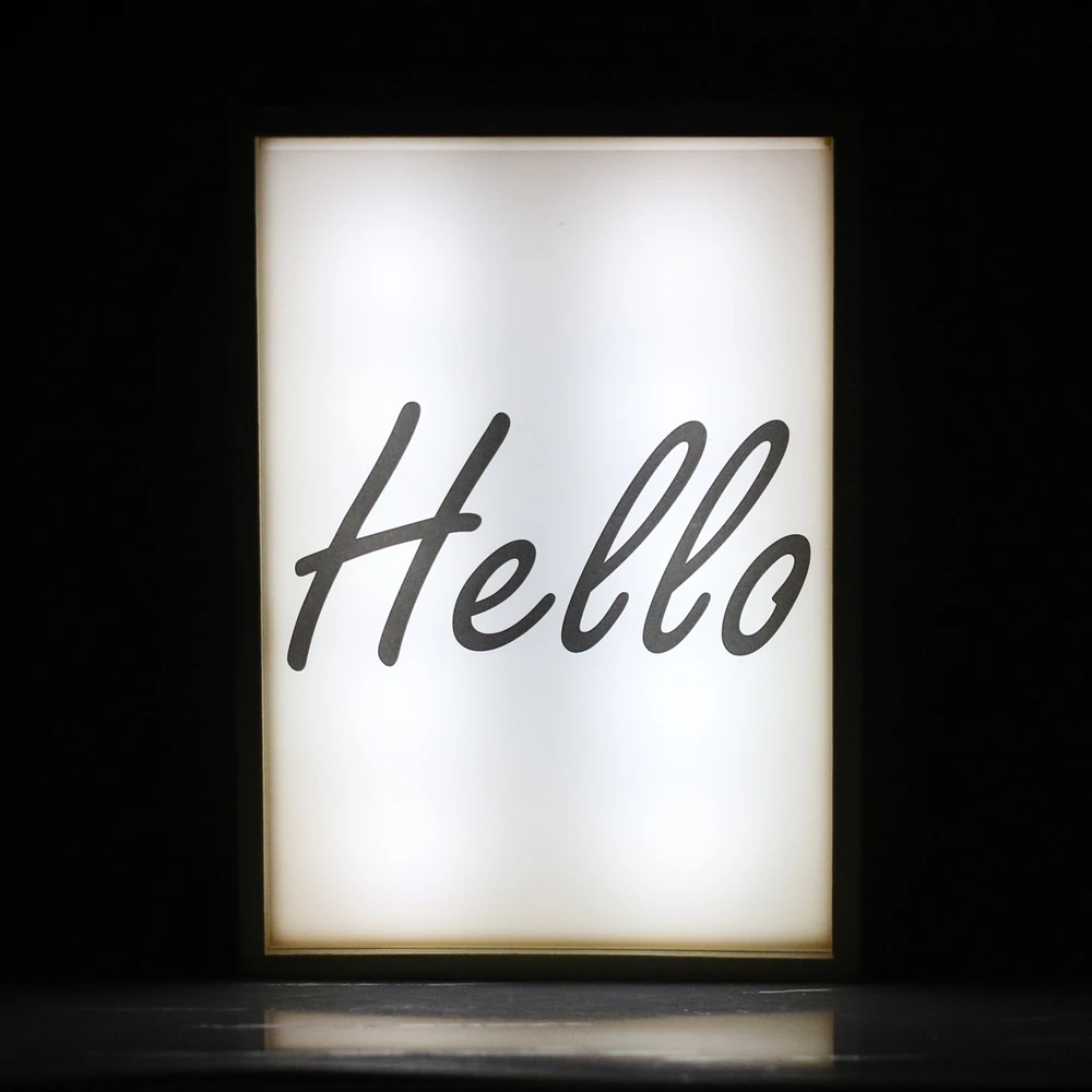 CHIBUY LED Wood Cinema LightBox &quothello&quot 1 шт. Сменные слайды постер кинематографическая