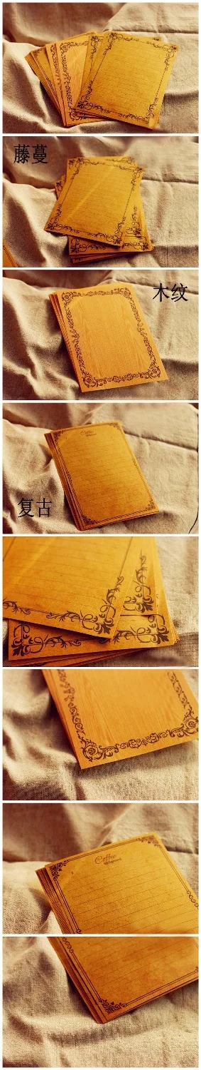 

Wholesale 10Pack/Lot European Style Vintage Letter Lace Vine Wood Kraft Paper Letter Writing Home DIY Stationery H0256