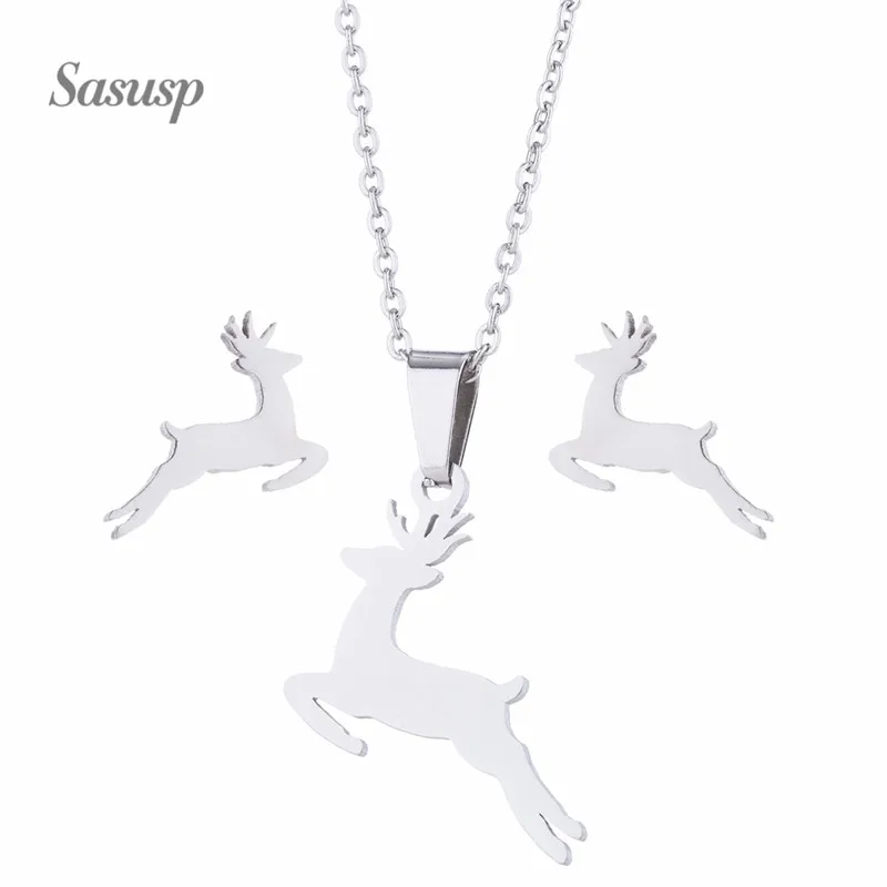 Sasusp милый олень кулон ожерелье золотой цвет животное для женщин и детей