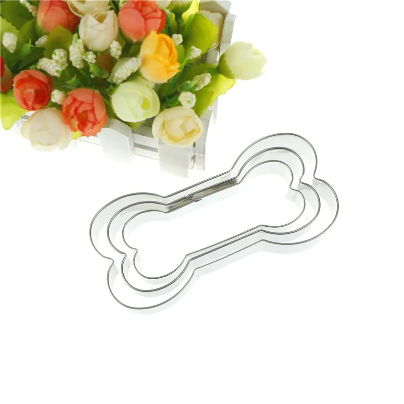 3 шт./компл. Цветочная форма для печенья из нержавеющей стали в виде кости собаки