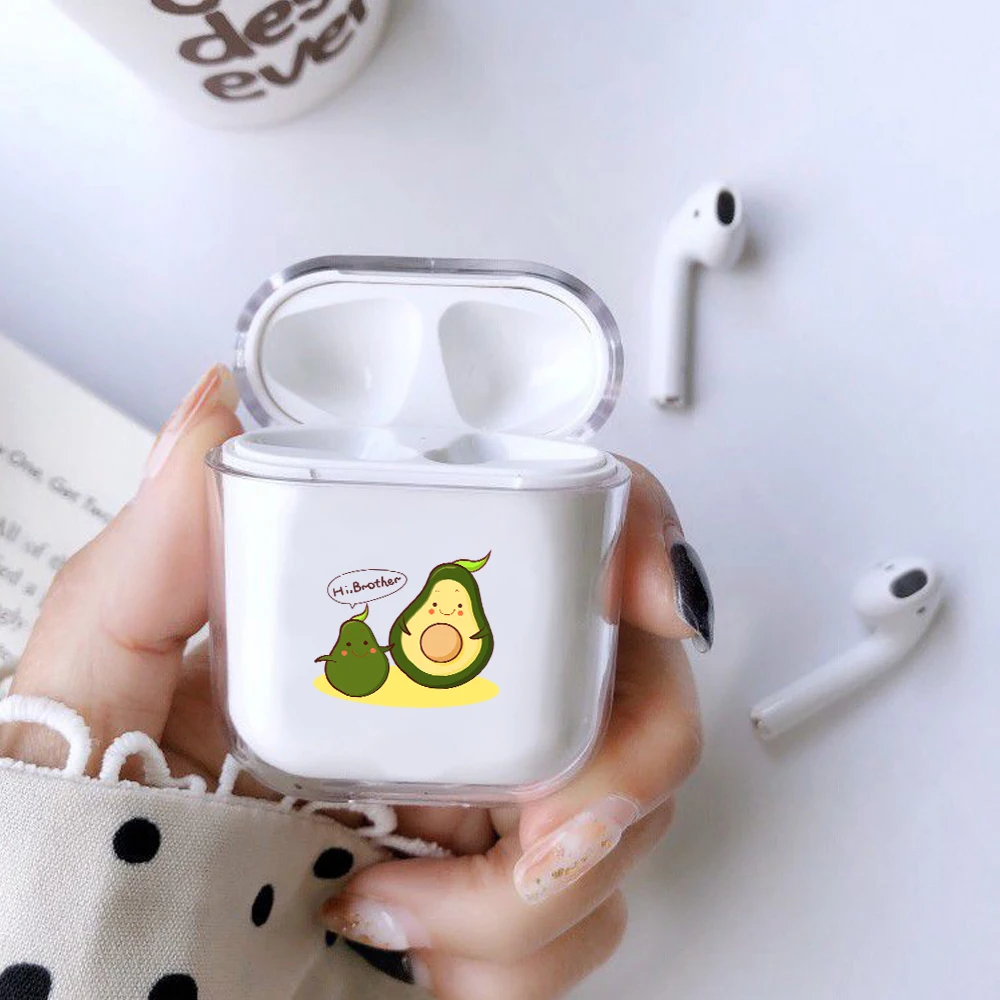 

Transparent Avocado HeadPhone Case For Apple Airpods 2/1 Cover Cute Cartoon Hard Case For Airpod Earphone Capa For air pods