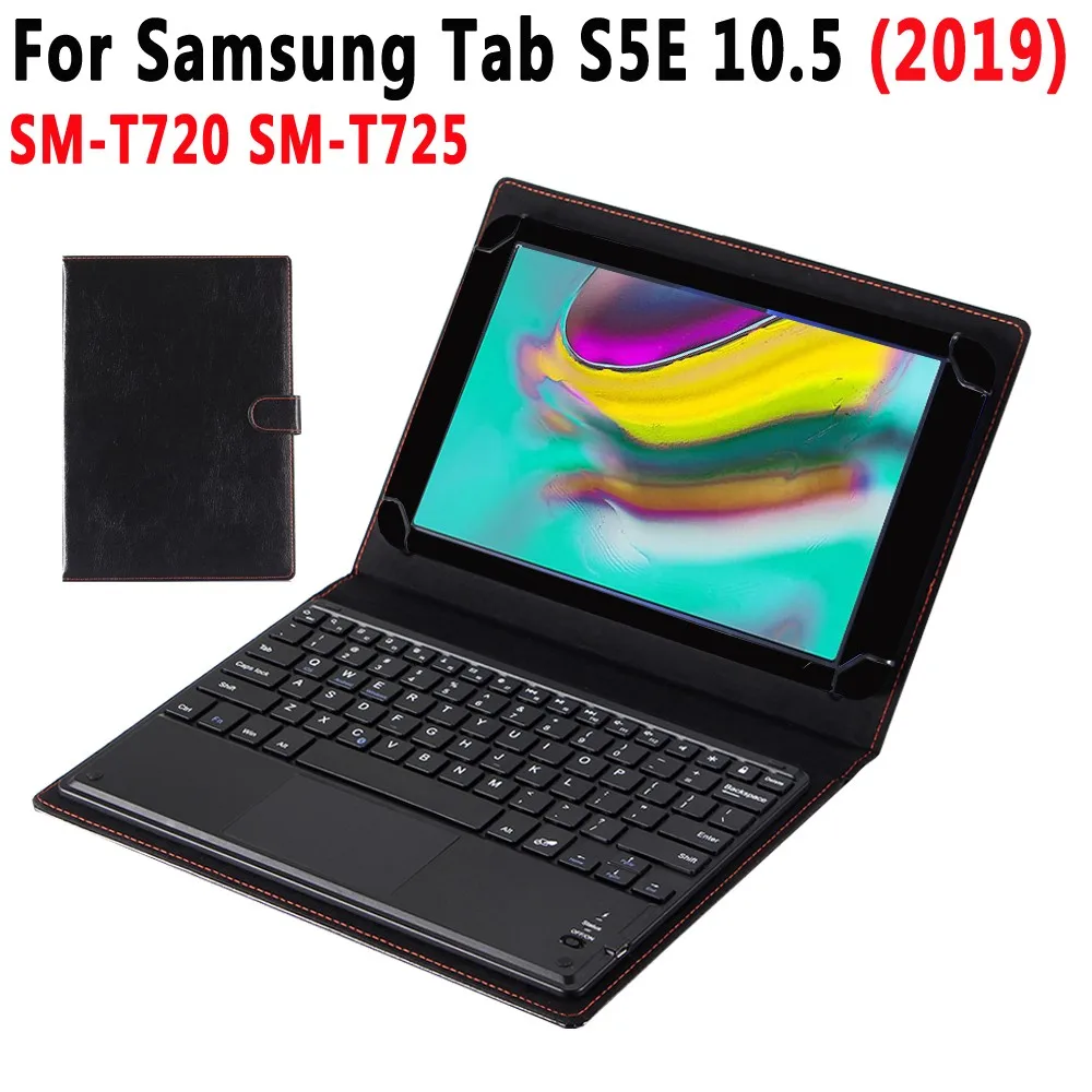 Чехол с сенсорной панелью для samsung Galaxy Tab S5E 10,5 SM-T720 SM-T725 T720 T725, умный кожаный чехол, отсоединяющаяся клавиатура+ ручка - Цвет: black keyboard case