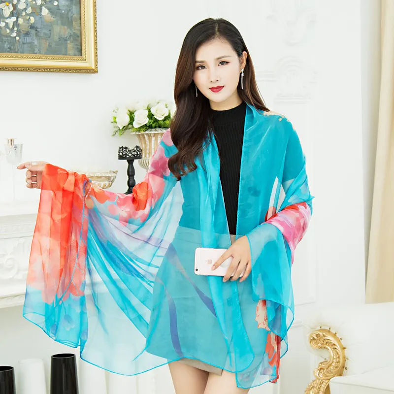 RUNMEIFA модный шифоновый шарф женский летний тонкий шифон с цветочным принтом