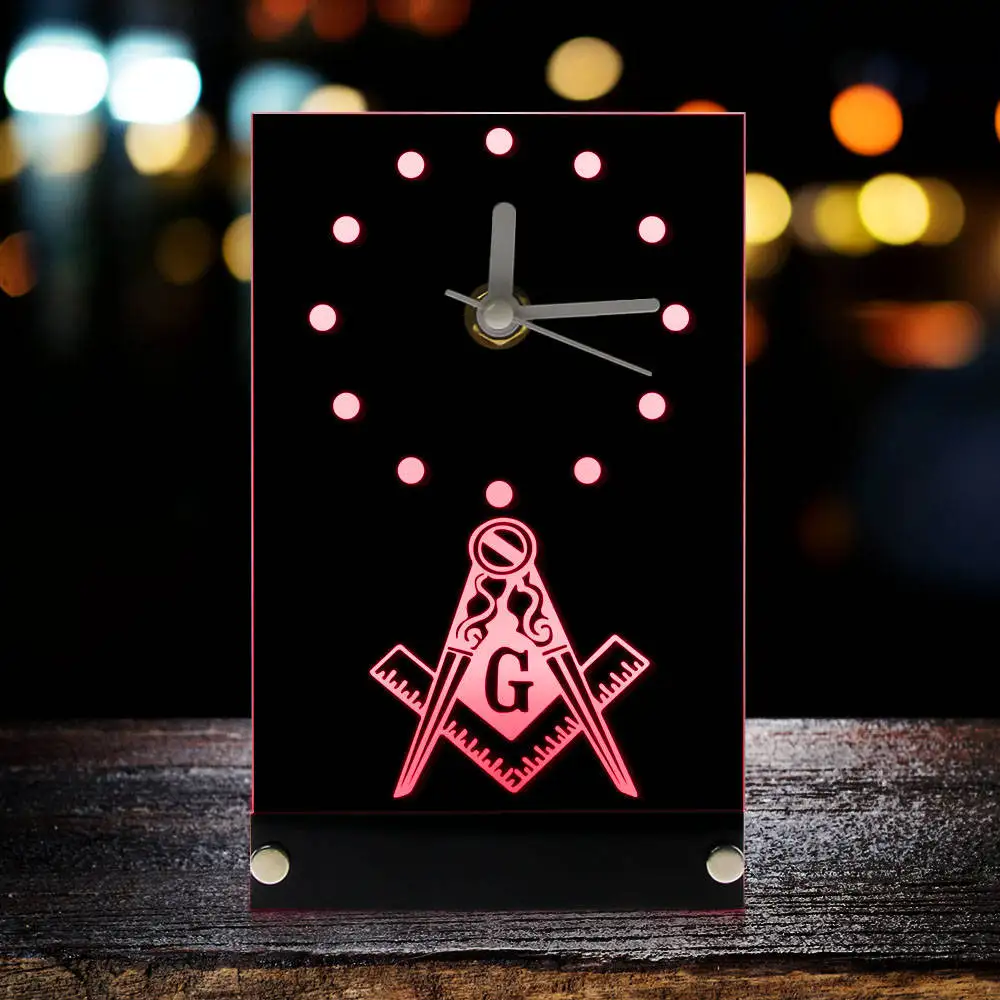 Электронные настольные часы масонский масон Freemason с квадратными и компасом
