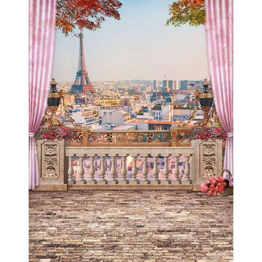 Viewing deck photography backdrop Paris Eiffel Tower vinyl backdrops for photo studio props photophone S-2207 | Электроника