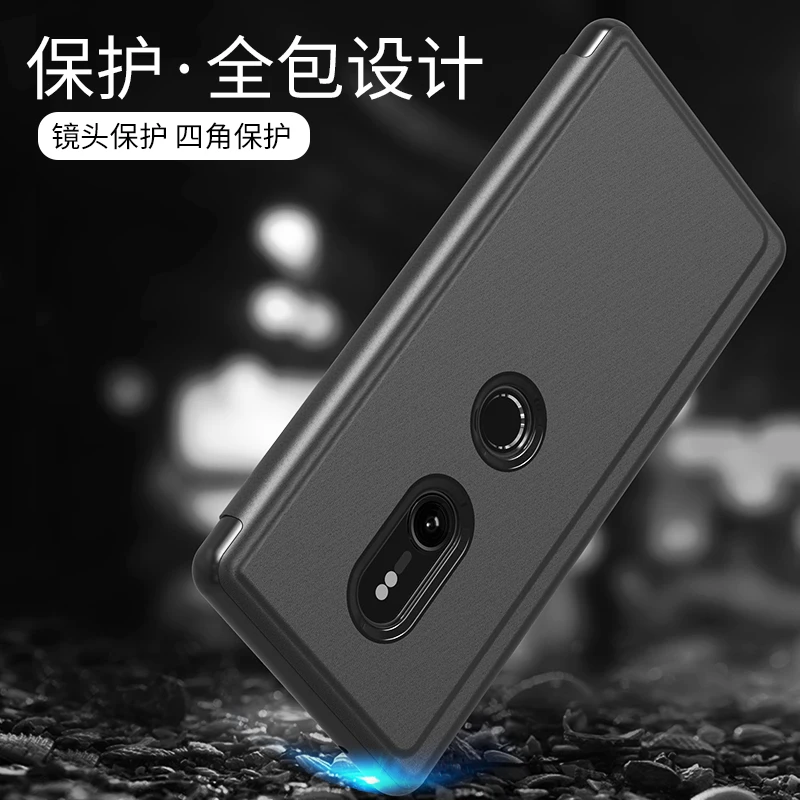 Зеркальный умный флип чехол для Sony Xperia XZ3 прозрачный HD экран полное покрытие XZ 3