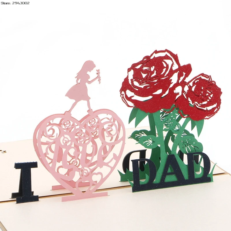3D Pop Up I Love Dad поздравительная открытка подарок на день рождения|Открытки и