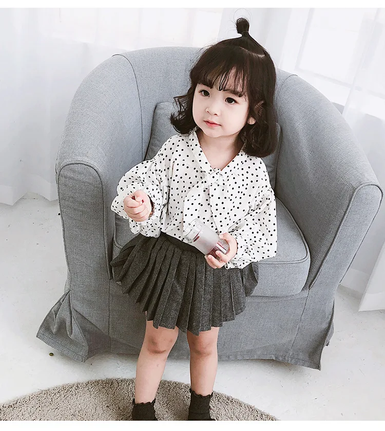 Рубашка для маленьких девочек детская одежда Новинка 2018 года блузка в горошек с