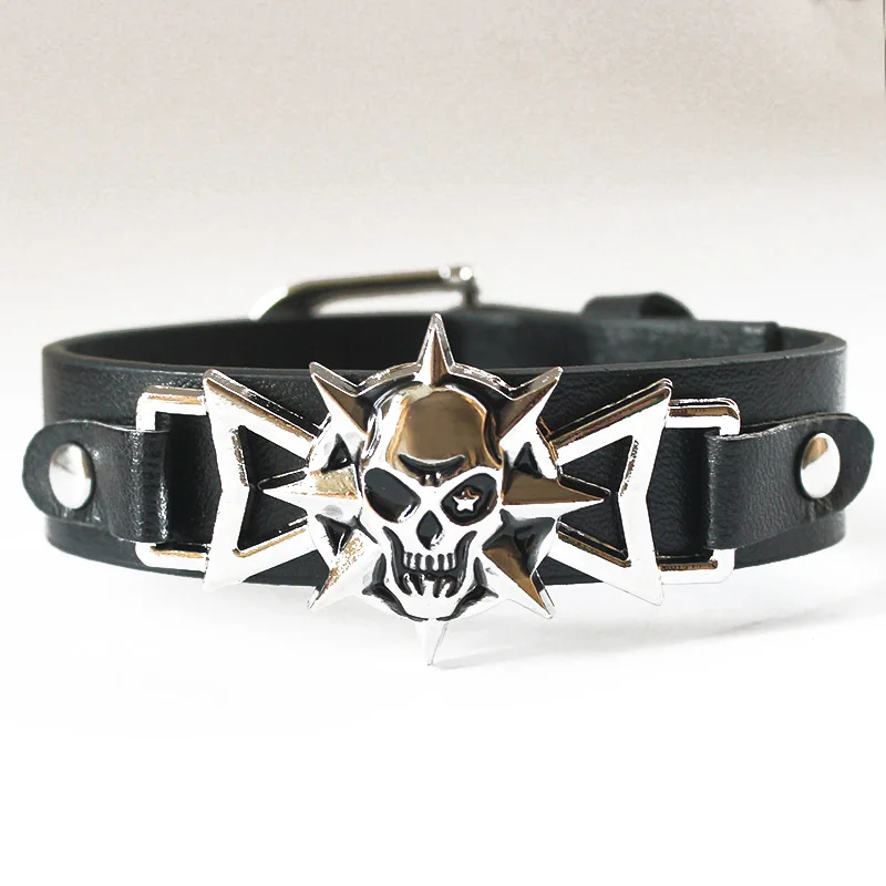 ISINYEE 2017 черепа панк браслет с шипами кожаные браслеты для мужчин и женщин в