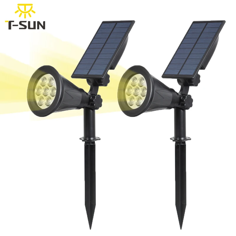 T-SUNRISE 2 упак. 7LED фонарь на солнечных батареях садовое Наружное освещение Солнечный свет для озеленения земли или настенное крепление варианты