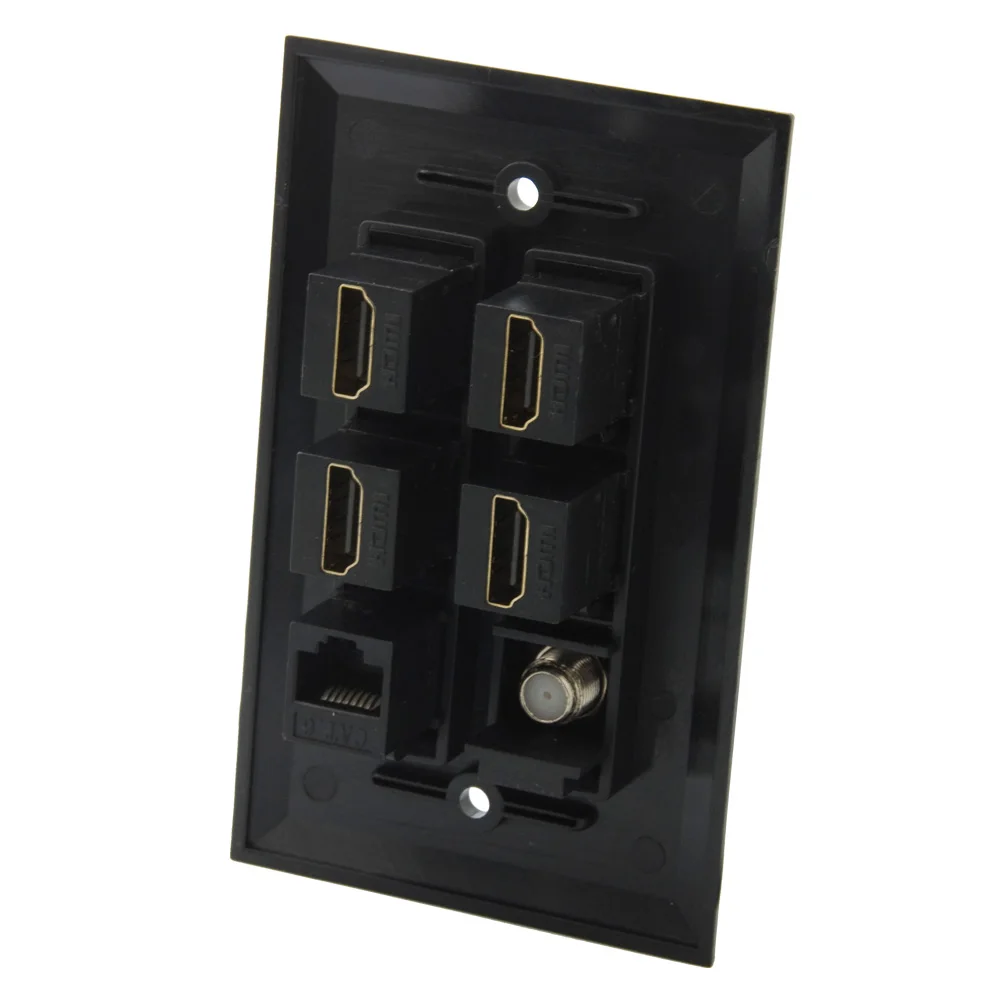 Однотонный черный 1 комплект 4 порта s HDMI Порт CAT6 RJ45 порт F RG6 Коаксиальная