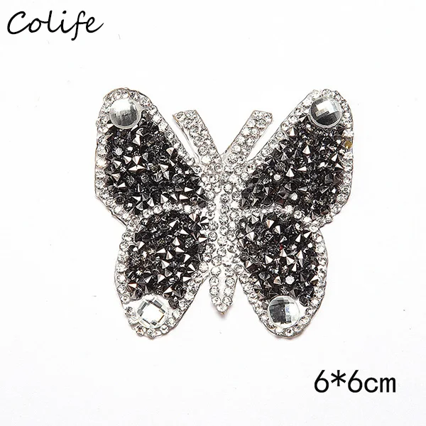 Серый DIY Butterfly Elegant Iron Patches For Clothing Sew On Sequin Applique With Rhinestone Dress Patches Decals Bag - Цвет: Серый